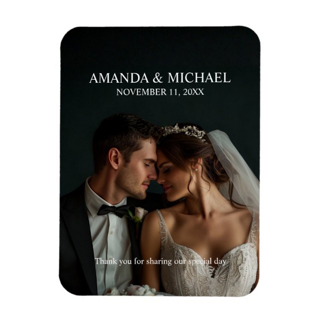 Íman Personalized Photo Favor with Names & Wedding Date (Vertical)
