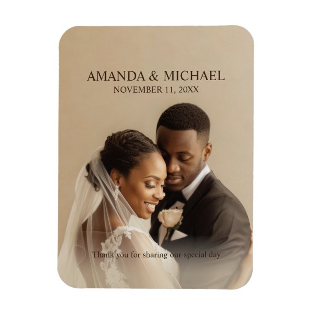 Íman Personalized Photo Favor with Names & Wedding Date (Vertical)