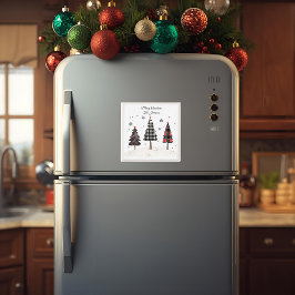 Íman Personalized Plaid Christmas Tree Family Name