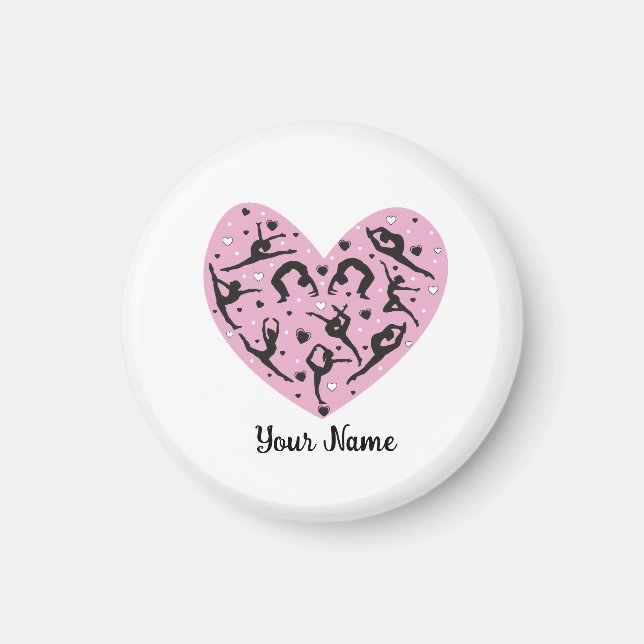 Íman Personalized Rhythmic Gymnastics Magnet Pink Heart (Frente)