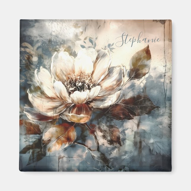 Íman Personalized Soft Peony Watercolor Bloom (Frente)