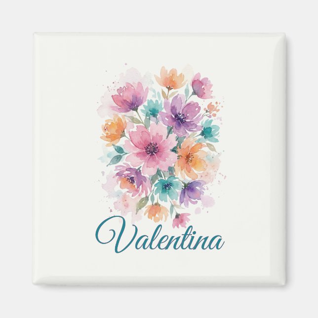 Íman Personalized Watercolor Floral Name Magnet (Frente)
