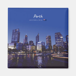 Íman Perth, Austrália - Silhueta da Cidade à Noite