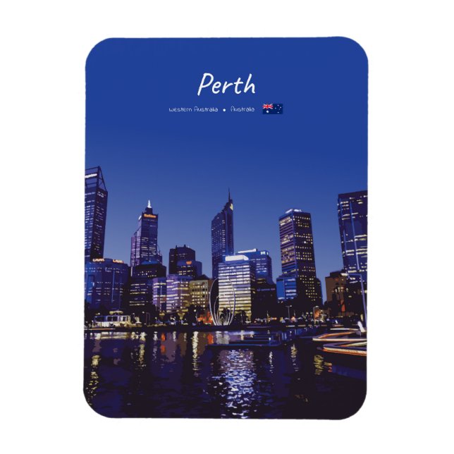 Íman Perth, Austrália - Silhueta da Cidade à Noite Arre (Vertical)