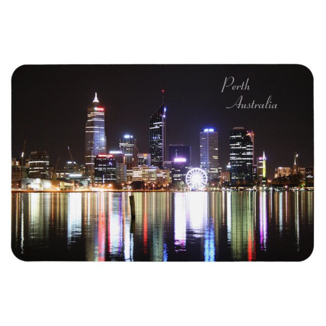 Íman Perth Night Skyline, Austrália - Magnet (Horizontal)