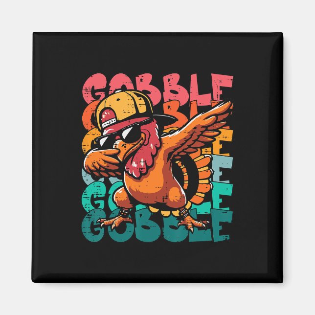 Íman Peru do Dia de Ação de Graças Dab Gobble Engraçado (Frente)