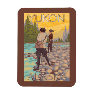 Íman Pesca com mosca das mulheres - Yukon, Alaska