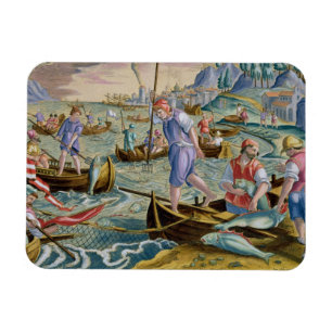 Íman Pesca com redes e tridentes na baía de Naple