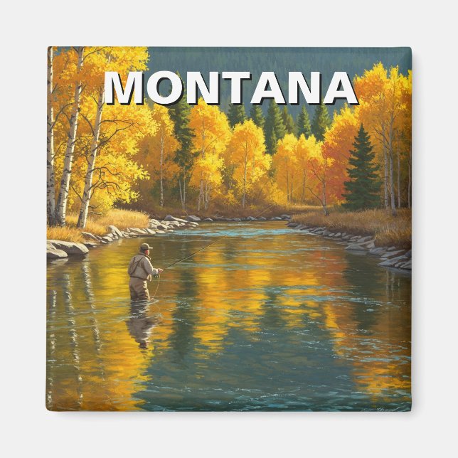 Íman Pesca de mosca no rio Yellowstone de Montana (Frente)