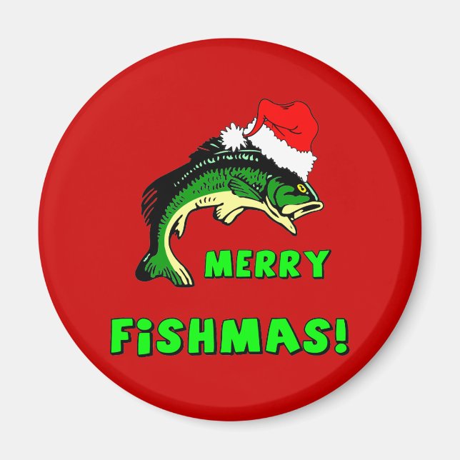 Íman Pesca de Natal engraçada (Frente)
