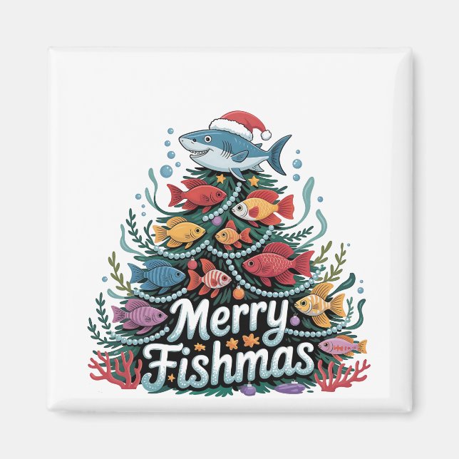 Íman Pesca Engraçada Árvore de Natal Pescador (Frente)