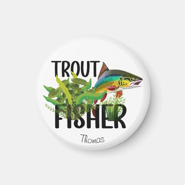 Íman Pescador de Truta Truta Arco-Íris em Ambiente Natu (Frente)
