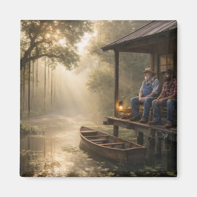 Íman Pescadores Cajun no Pórtico da Cabana do Bayou (Frente)