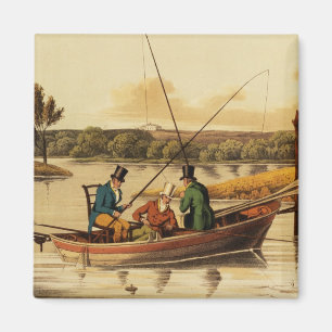Íman Pescando em um pontapé, aquatinted por I. Clark,
