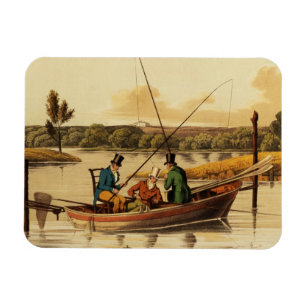 Íman Pescando em um pontapé, aquatinted por I. Clark,