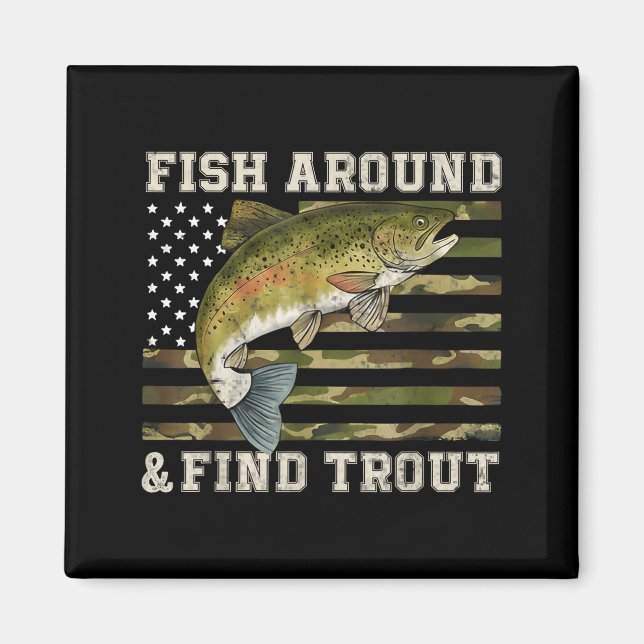 Íman Pescando Em Volta E Encontrar Truta Bandeira Ameri (Frente)