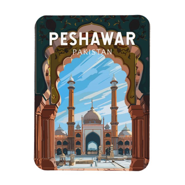 Íman Peshawar Pakistan Viagem Art Vintage (Vertical)