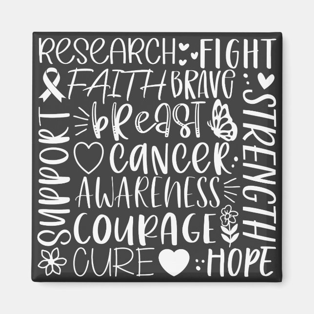 Íman Pesquisa e Luta do Cancer da Mama em Branco (Frente)