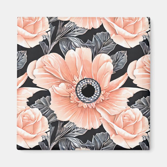 Íman Pêssego Botânico Padrão Floral (Frente)