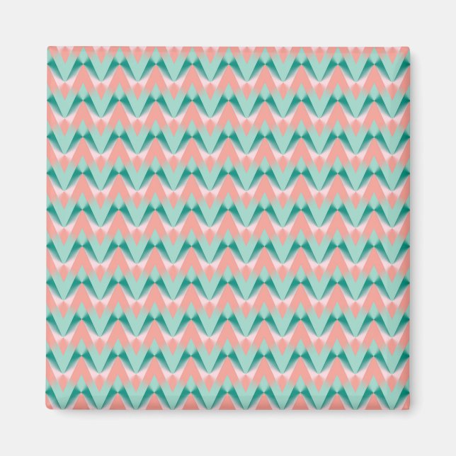 Íman Pêssego Rosa Yukka E Padrão ZigZag Verde (Frente)