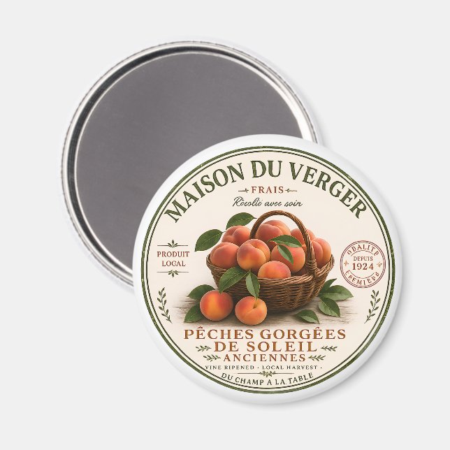 Íman Pêssegos de Mercado de Agricultores Franceses Vint (Front/Back)