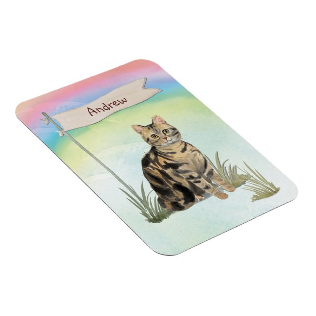 Íman Pet Cat Tabby de Nome Personalizado (Lado Direito)