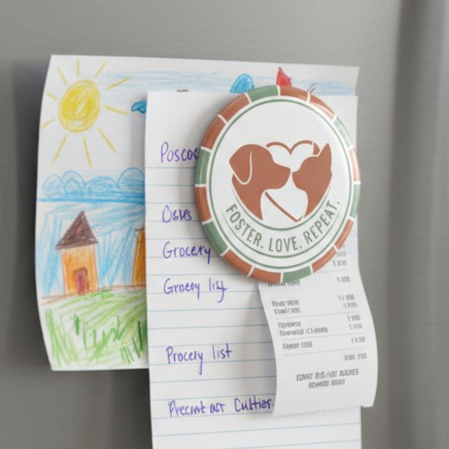 Íman Pet Foster Parent Gift - Rescue Love Repeat Heart (Pet foster appreciation magnet)