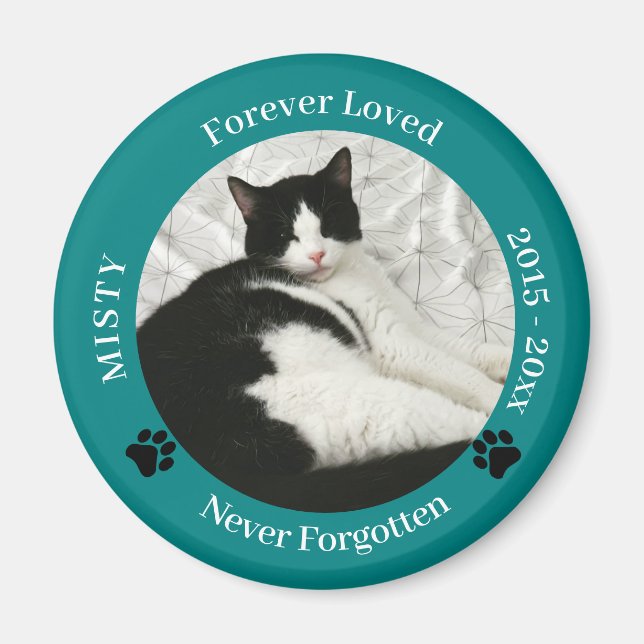 Íman Pet Memorial Forever Adorou Cat Photo Chaveiro Mag (Frente)