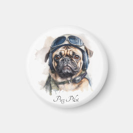 Íman Pet Pilot Pug personalizável