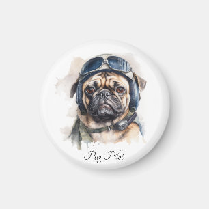 Íman Pet Pilot Pug personalizável