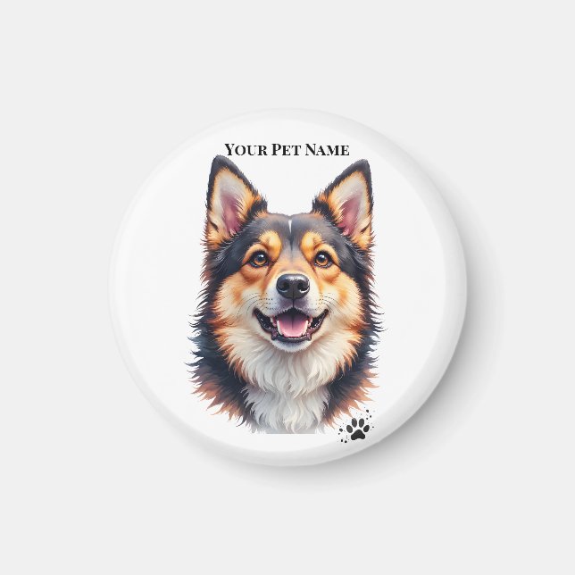 Íman Pet’s Simple Modern Name & Photo Custom Design (Frente)