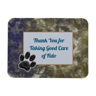 Íman Pet Sitter Appreciation Blue Dourado Swirls Obriga