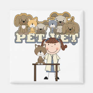 Íman Pet Vet Brunette Camisetas e presentes femininos