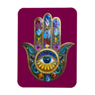 Íman Pétalas Coloridas Folhas Hamsa Safira Terceiro Olh