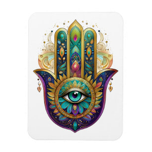 Íman Pétalas Violeta Verde Dourado Hamsa Turquesa Terce