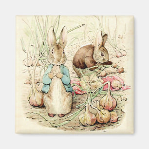 Íman Peter e Benjamin reúnem cebolas por Beatrix Potter