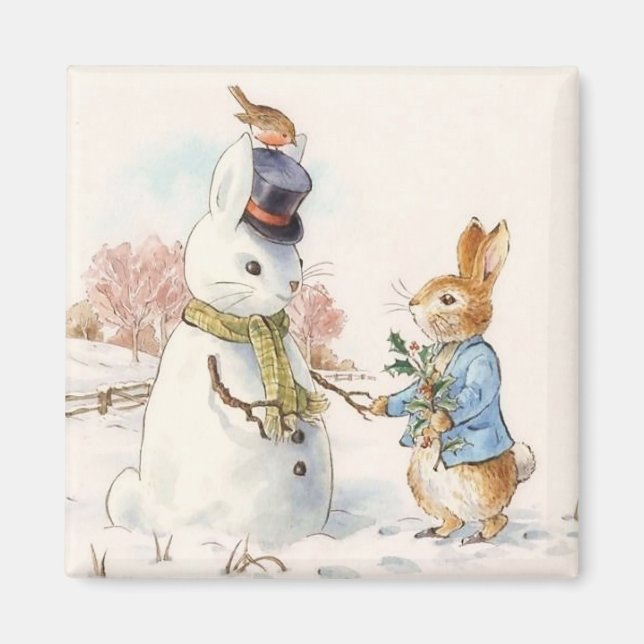 Íman Peter Rabbit e o boneco de neve de Beatrix Potter (Frente)
