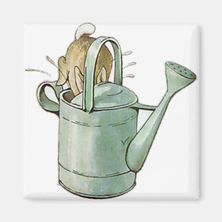 Íman PETER RABBIT mergulhou cabeça na lata para se esco