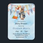 Íman Peter Rabbit Watercolor Baby Boy Chá Convidar<br><div class="desc">Espero que gostem deste fundo azul empoeirado de cor d'água com uma bandeira e balões com Peter Rabbit. Os convites correspondentes e os suprimentos de partes estão disponíveis neste conjunto de coleções.</div>