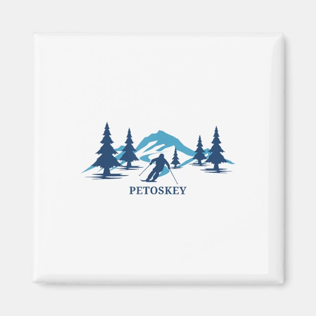 Íman Petoskey Michigan Ski Resort Skiier _1 (Frente)