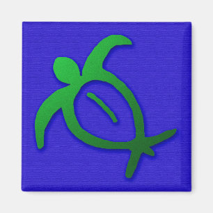 Íman Petroglyph havaiano de Honu no ímã azul