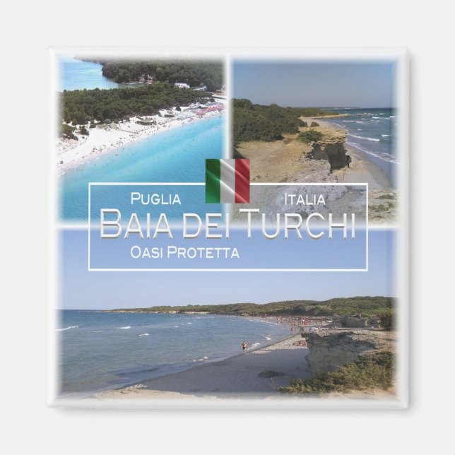 Íman PGL005 BAIA DEI TURCHI, Apúlia, Itália, frigideira (Frente)