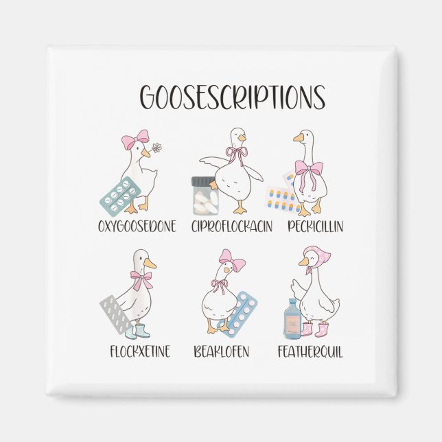 Íman Pharmacy Funny Goose Silly Prescriptions Puns Medi (Frente)