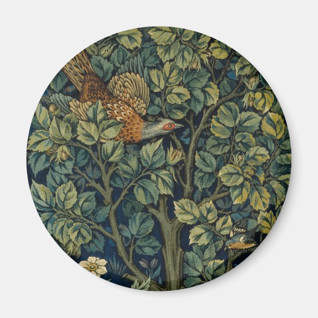 Íman Pheasant Pássaro Árvore Floresta William Morris (Frente)