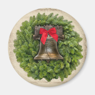 Íman Philadelphia Liberty Bell Wreath em Pergaminho