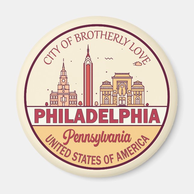 Íman Philadelphia Pennsylvania City Skyline Emblem (Frente)