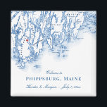 Íman Phippsburg Maine Map Elegant Wedding Favor<br><div class="desc">Encomenda rápida e fácil! Estes magnetos de Phippsburg, Maine são perfeitos para receber seus convidados fora da cidade para a Inn 1774 com boas-vindas. Ou você pode personalizar ímãs de Maine individuais para sua festa de casamento. Mova o coração clicando em "Editar usando a ferramenta design" em "Personalizar". O mapa...</div>