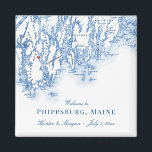 Íman Phippsburg Maine Map Elegant Wedding Favor<br><div class="desc">Encomenda rápida e fácil! Estes magnetos de Phippsburg, Maine são perfeitos para receber seus convidados fora da cidade para a Inn 1774 com boas-vindas. Ou você pode personalizar ímãs de Maine individuais para sua festa de casamento. Mova o coração clicando em "Editar usando a ferramenta design" em "Personalizar". O mapa...</div>