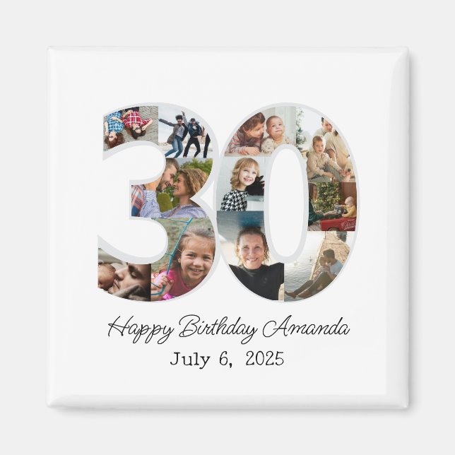 Íman Photo Collage Number 30 - 30th Birthday (Frente)