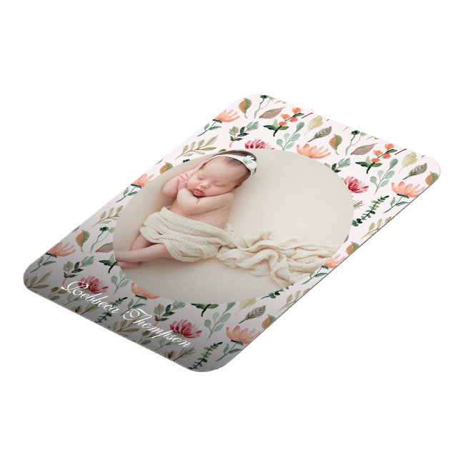 Íman Photo & Simple White Text Unique Modern Keepsake  (Left Side)